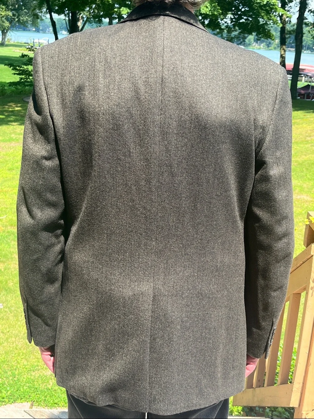 Y2K Club Room for Macy’s brown herringbone pattern sorts coat 44R